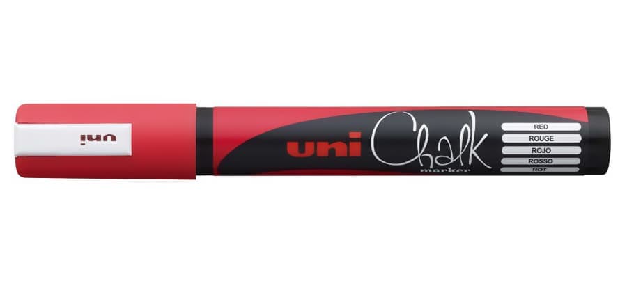 Маркер красный для стеклянных поверхностей 1,8-2,5 мм Uni Chalk PWE-5M