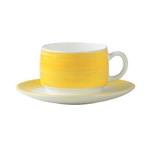 Чашка 190мл чайная желтый край Браш блюдце 37308 Arcoroc | C3780