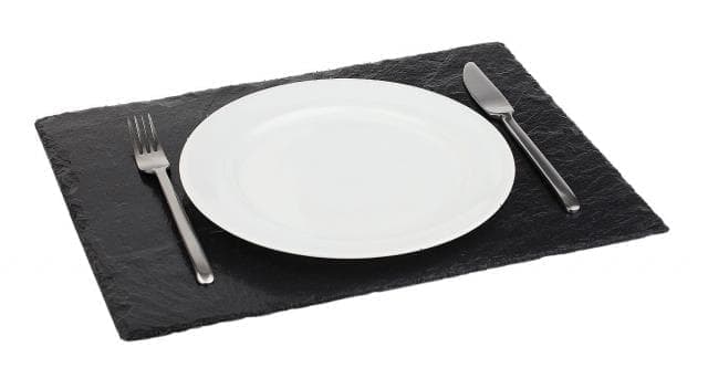Блюдо для подачи прямоугольное 45*30см h=0,4-0,7см черное, сланец APS | 996