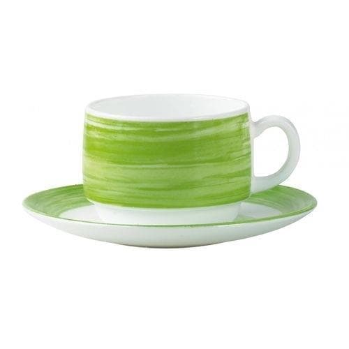 Чашка 190мл чайная зеленый край Браш блюдце 38905 Arcoroc | C3779