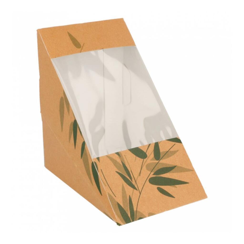 Коробка картонная для тройного сэндвича с окном 12,4х12,4х8,3 см, 100 шт/уп Garcia De Pou | 147.72