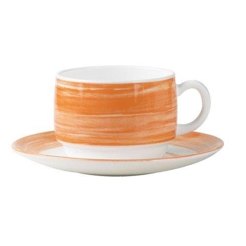 Чашка 190мл чайная оранжевый край Браш блюдце 37301 Arcoroc | C3782