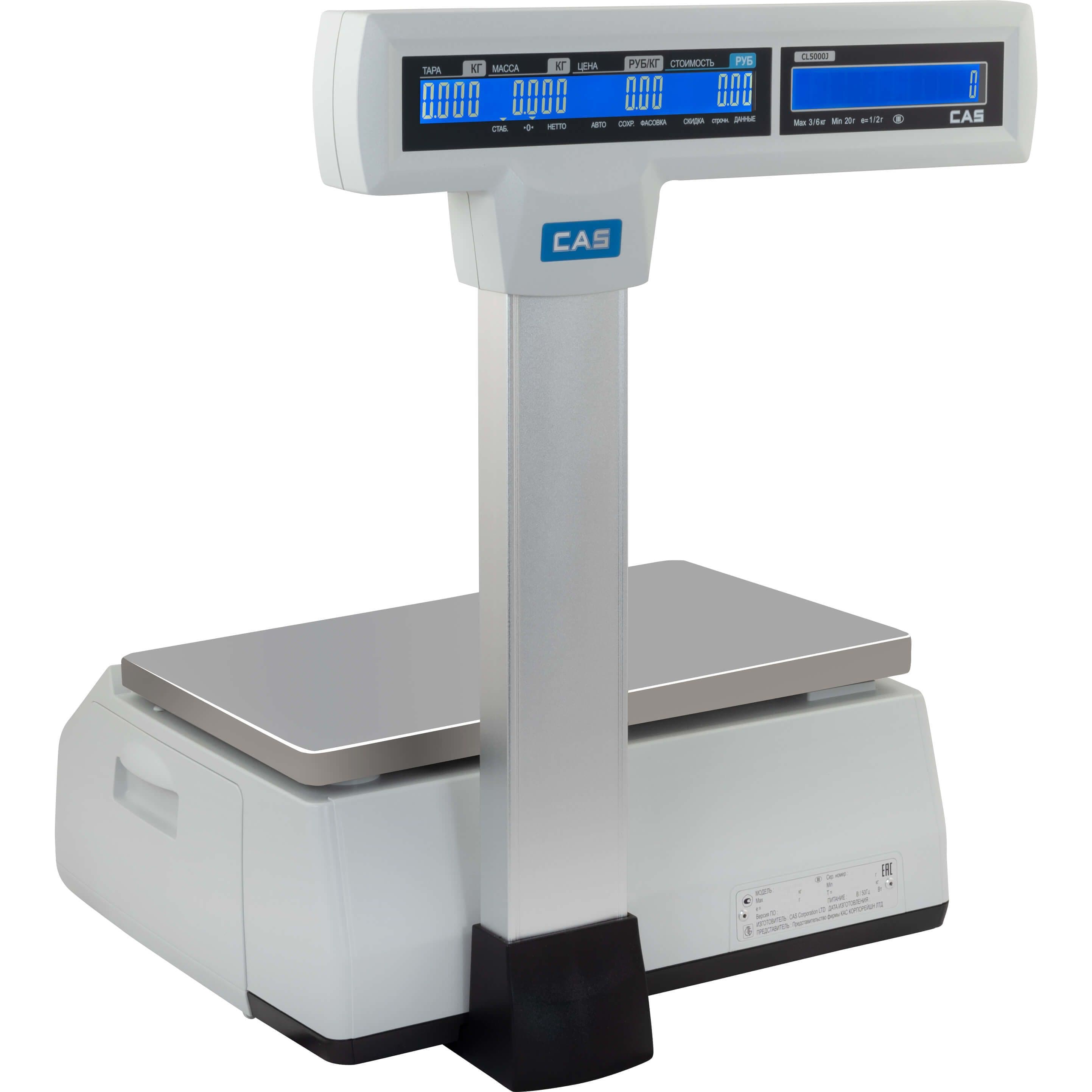 Весы торговые с печатью этикеток CAS CL5000J-30IP TCP/IP
