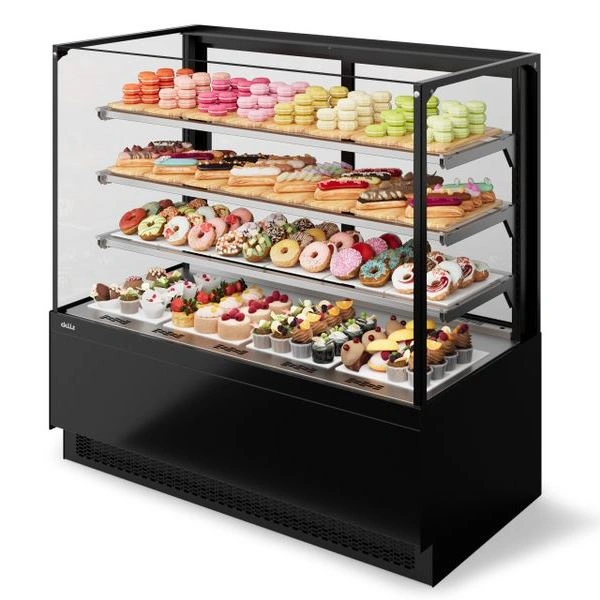 Витрина кондитерская Chilz Vete II KUB LUX 130, Чёрный муар/Металлик (VG033.B9005M)