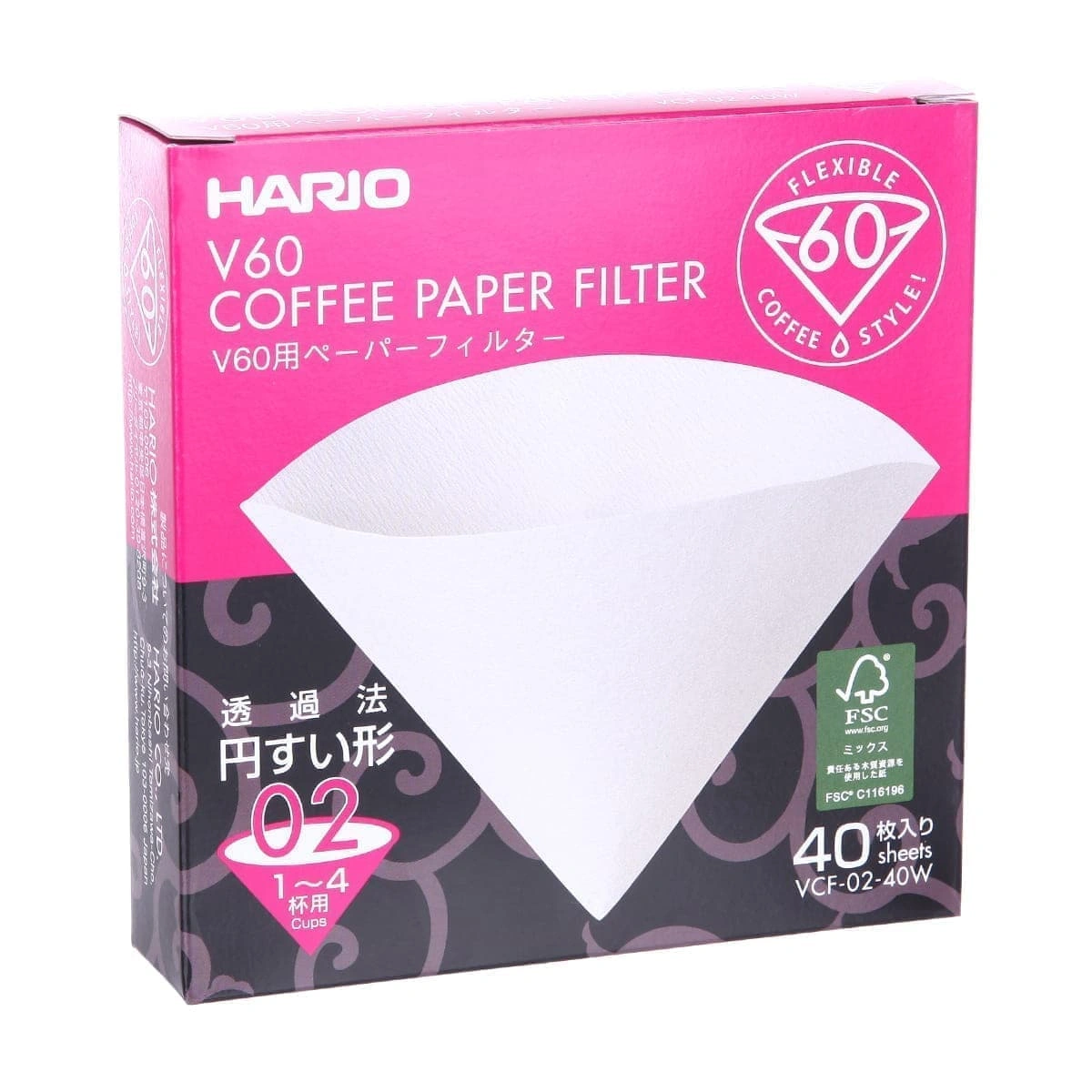 Фильтры бумажные Hario Vcf-02-40w белые, 40 шт