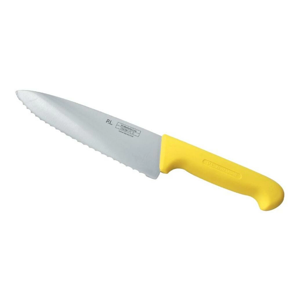 Нож PRO-Line поварской, желтая пластик ручка, волнист лезвие 25см  P.L. Proff Cuisine | KB-7501-250S
