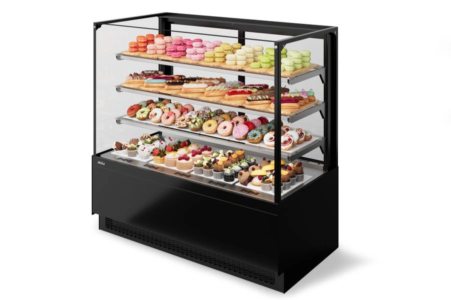Витрина кондитерская Chilz Vete II KUB LUX 130, Чёрный муар/Металлик (VG033.B9005M)