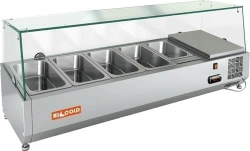Витрина холодильная для ингредиентов Hicold VRX 1200 стекло (4xGN1/3 + 1xGN1/4)
