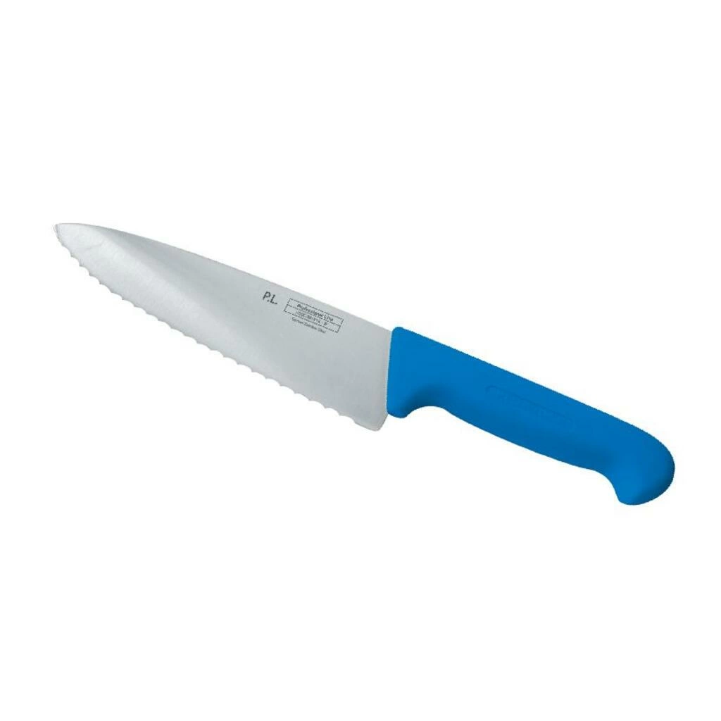 Нож PRO-Line поварской синяя пластик ручка волнист лезвие, 25см  P.L. Proff Cuisine | KB-7501-250S