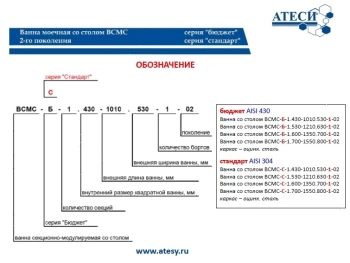 Стол с моечной ванной Atesy ВСМС-Б-1Л.430-1010.580-1-02 (ВМС-1/430 с бортом)