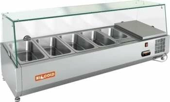 Витрина холодильная для ингредиентов Hicold VRX 1200 стекло (4xGN1/3 + 1xGN1/4)