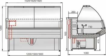 Витрина морозильная Golfstream Двина 120 ВН, красная