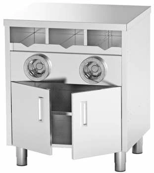 Стол-тумба с диспенсерами для стаканов Restoinox СПЗР2ДН-8/7-Б