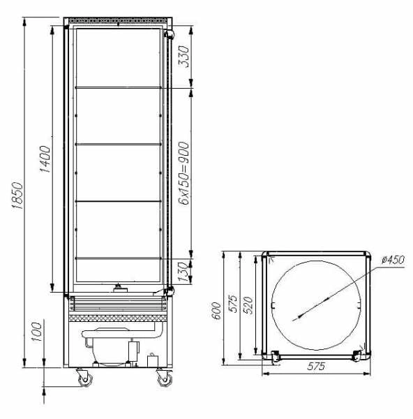 Витрина кондитерская Carboma R400Cвр (D4 VM 400-2) цвет по схеме