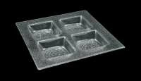 Тарелка квадратная 300*300мм 4-х секционная прозрачное стекло 3D Glassware | 3030-4015-24-003