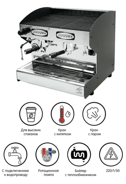 Кофемашина рожковая ACM Rounder 2 GR Compatta NERO (ACMRD002CN+high cup) высокие группы